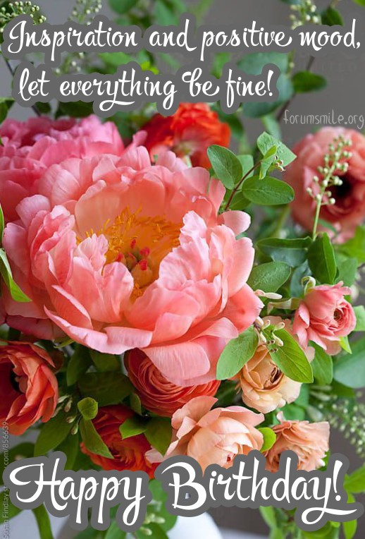 Happy birthday image with a peony bouquet