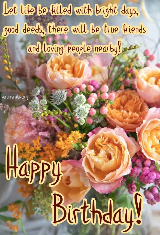 Bouquet of flowers, birthday greetings