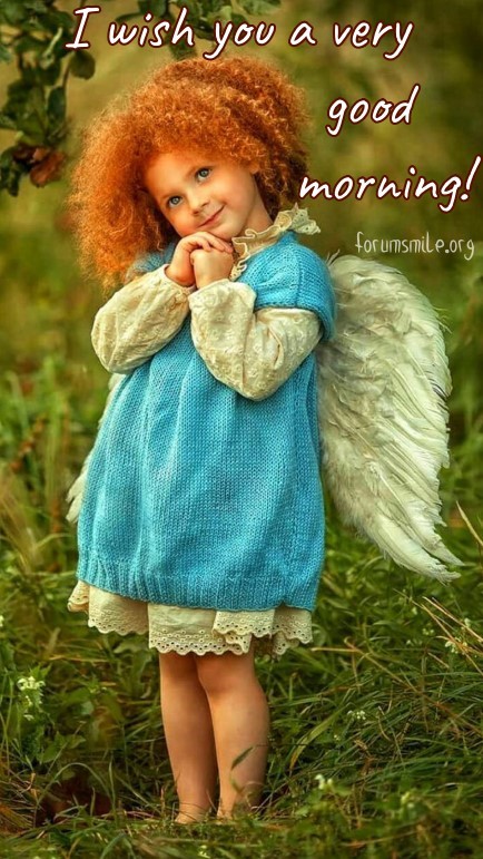 Postcard with a little angel. Your morning will definitely be good!