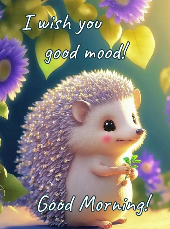 Hedgehog wishes good morning and good mood